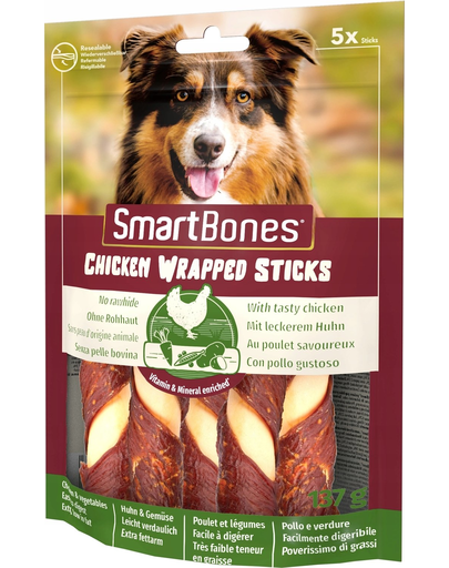 SmartBones Chicken Wrap Sticks medium 5db.Csirke rágórudak minden fajta kutyanak