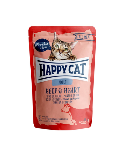 HAPPY CAT All Meat Adult Rind & Herz 85 g marhahús és szív