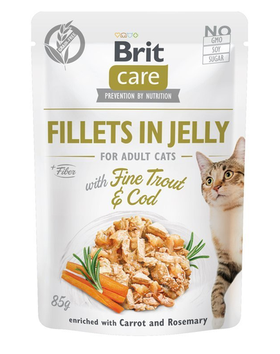 BRIT Care Cat Fillets in Jelly with Fine Trout & Cod 85 g