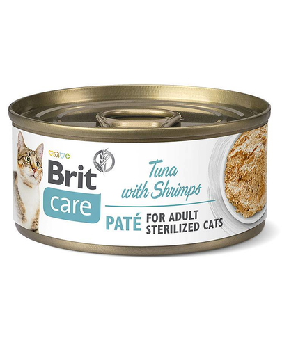 BRIT Care Adult STERILIZED TUNA PATÉ WITH SHRIMPS 24 x 70 g