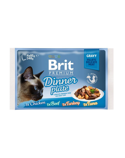 BRIT Premium Gravy fillet Dinner plate Szószos tasak macskáknak, vegyes ízek 52 x 85 g