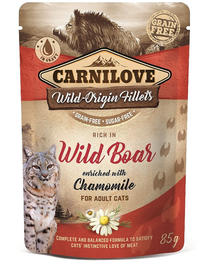 CARNILOVE Wild Boar & Chamomile 24 x 85g vaddisznó és kamilla nedves macskaeledel