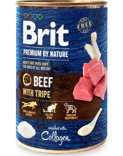 BRIT Premium by nature Beef&Tripes 6 x 400g nedves eledel marhahússal kutyáknak