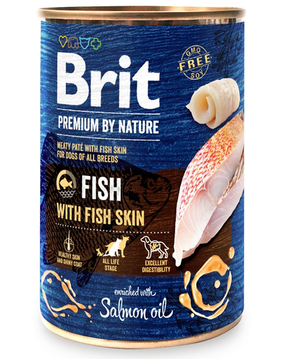 BRIT Premium by Nature Fish and Fish skin  6 x 400 g hal és halbőr nedves kutyaeledel