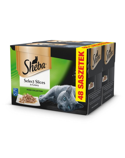 SHEBA Select Slices in Gravy nedves macskaeledel szószban 48 x 85 g