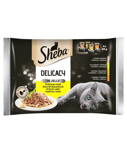 SHEBA Delicacy in Jelly Szárnyas ízek 4x85g 3+1 ajándék