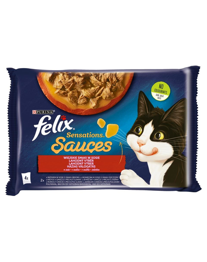 FELIX Sensations Sauce Countryside Flavours in sauce (pulyka szalonnával, bárányhús szarvassal) 4x85g nedves macskatáp
