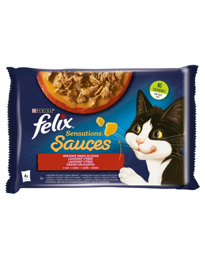 FELIX Sensations Sauce Country Flavours in sauce (pulyka szalonnával, bárányhús vadhússal) 48x85g nedves macskaeledel