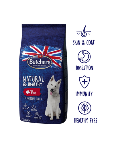 BUTCHER'S Natural&Healthy Dog Dry marhahússal 3 kg