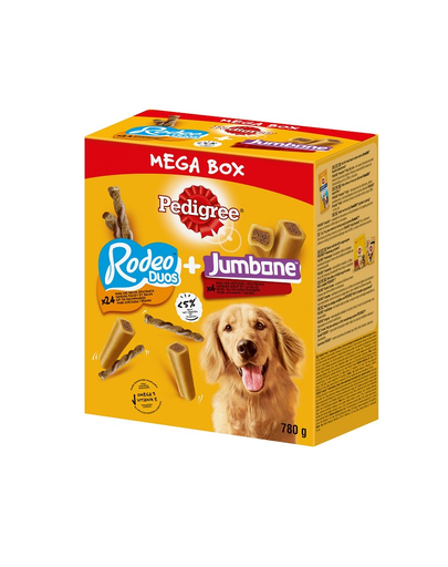 PEDIGREE Mega Box Rodeo, Jumbone csirke-, marha- és baromfihús ízesítéssel 780 g