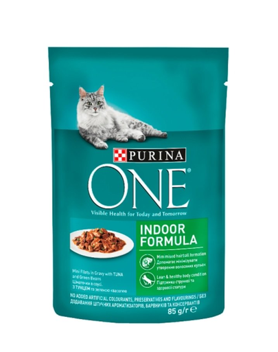 PURINA ONE Indoor Tonhal és zöldbab macskáknak 24 x 85 g