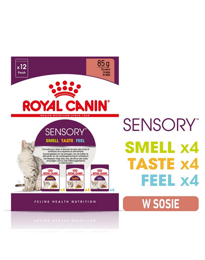 ROYAL CANIN Sensory Smell, Taste, Feel darabok szószban macskáknak 12 x 85 g érzékszervi stimuláció