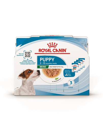 ROYAL CANIN Mini puppy 4x85 g nedves eledel szószban kölyökkutyáknak 10 hónapos korig, kistestű fajtáknak