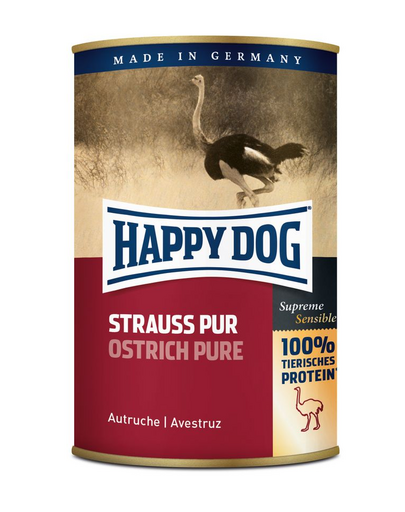 HAPPY DOG Strauss Pur 400 g Konzerv kutyáknak - strucc