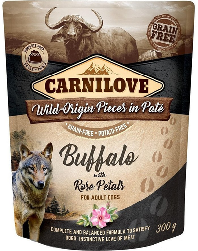 CARNILOVE Dog Paté Buffalo with Rose Petals 12 x 300g Bivaly rózsaszirommal