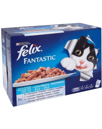 FELIX Fantastic nedves macskaeledel, Halas válogatás aszpikban 72x100g