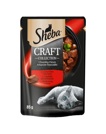 SHEBA Craft Collection Húsdarabok marhahússal Macskaeledel mártással 12x85g