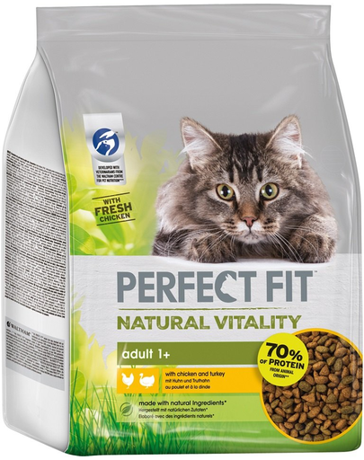PERFECT FIT Natural Vitality csirkével és pulykával felnőtt macskáknak 2,4 kg