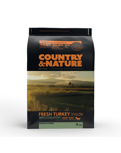 COUNTRY&NATURE Turkey with Vegetables Recipe 3 kg Kistestű kutyatáp pulykával és zöldségekkel