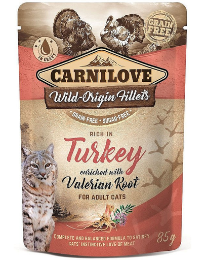CARNILOVE Cat Pouch Turkey & Valerian 85g pulyka és valeriana