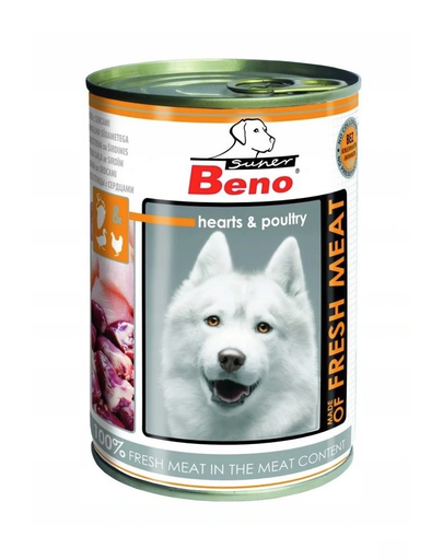 BENEK Super BENO Meat baromfi szívvel nedves eledel felnőtt kutyáknak 400 g