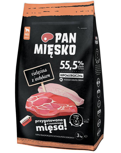 PAN MIĘSKO Borjúhús pulykával közepes termetű fajtáknak 3 kg