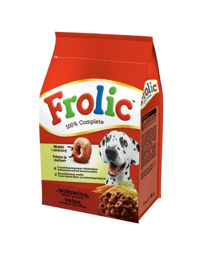 FROLIC 5x750g - száraz kutyatáp marhahússal, zöldségekkel és gabonafélékkel