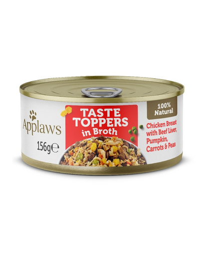 APPLAWS Dog Taste Toppers Csirkemell, marhamáj, sütőtök húslevesben 156 g