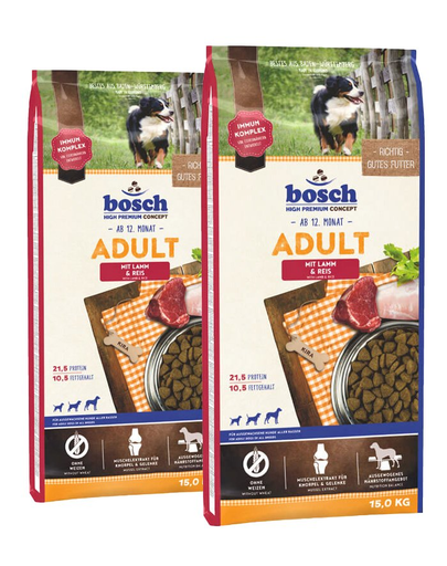BOSCH Adult Lamb & Rice Bárány és rizs 30 kg (2 x 15 kg)