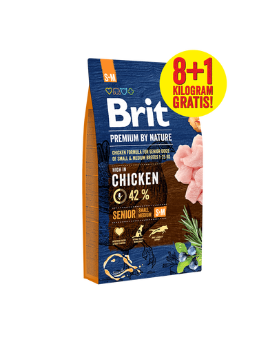 BRIT Premium By Nature Senior Small Medium S+ M 8 kg + 1 kg GRATIS
