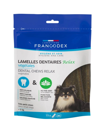 FRANCODEX RELAX mini rágócsíkok a fogkő és a szagok eltávolítására 114 g/ 15 csík