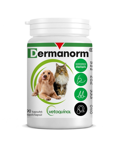 VETOQUINOL Dermanorm VTQ care 90 bőrtabletták kutyák és macskák számára