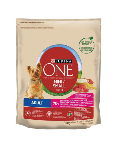 PURINA ONE Mini / Small Manzo ricco di riso per piccole razze 800 g