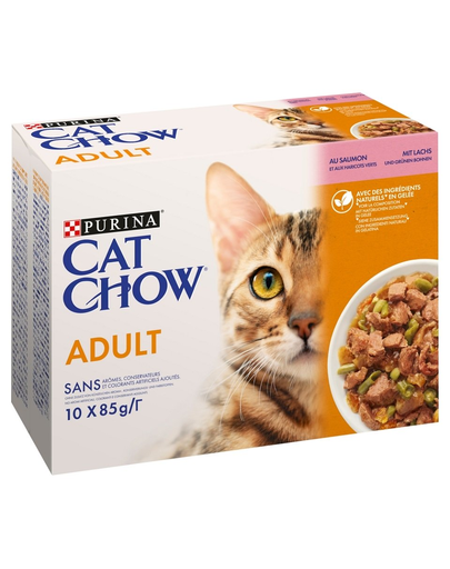 PURINA CAT CHOW Adult Multipack lazaccal és zöldbabbal zselében 10x85 g