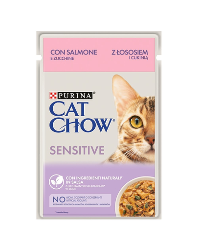 PURINA CAT CHOW Sensitive lazaccal és cukkinivel mártásban 26 x 85 g