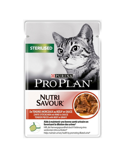 PURINA PRO PLAN Sterilised marhahússal sterilizált macskáknak 26 x 85 g
