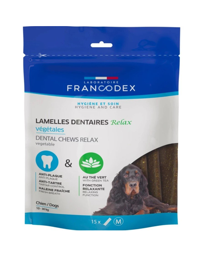 FRANCODEX RELAX közepes rágócsíkok a fogkő és a szagok eltávolítására 352,5 g/15 csík