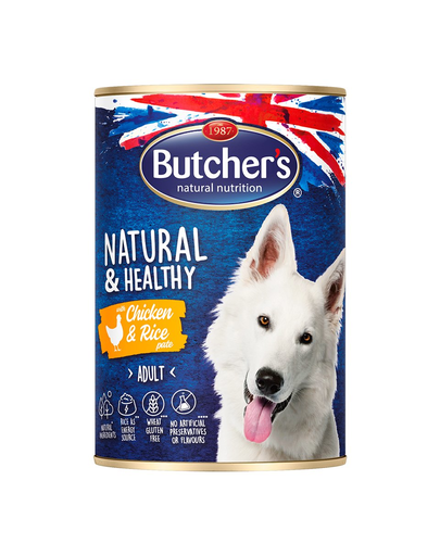BUTCHER'S Natural&Healthy Dog csirke- és rizspástétommal 390 g