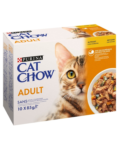 PURINA CAT CHOW Adult Multipack csirkével és cukkinivel 10x85 g