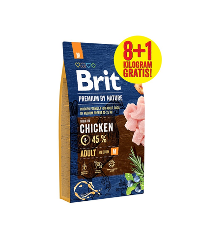 BRIT Premium by Nature M Adult 8kg+1kg