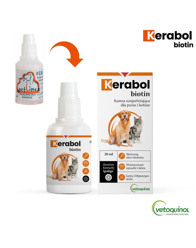 VETOQUINOL Kerabol 20 ml preparazione del pelo per cani e gatti