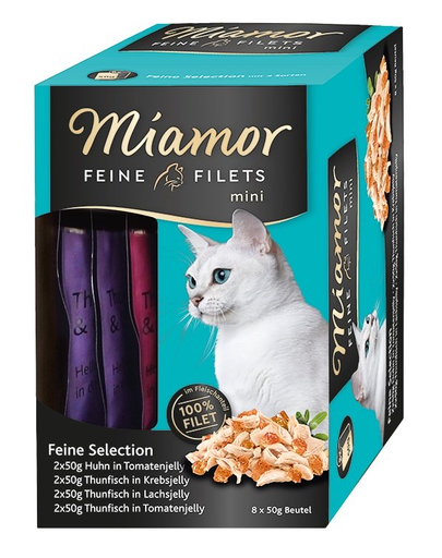 MIAMOR Feine Filets Mini Multibox zselében 8 x 50 g csirke és tonhal paradicsomos csomagolásban
