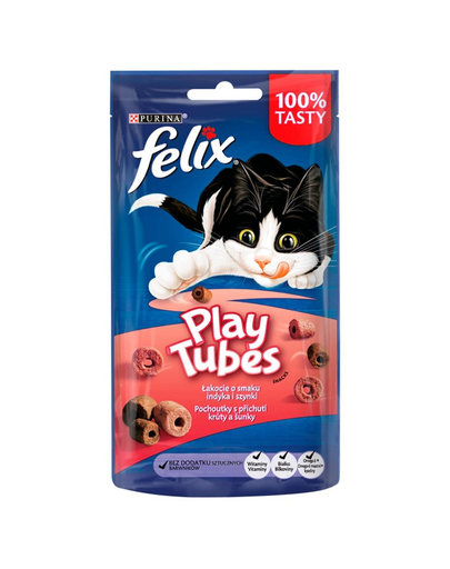FELIX Play Tubes macska jutalomfalat pulyka és sonka ízesítéssel 8x50 g
