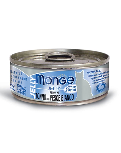 MONGE Jelly tonhallal és fehér hallal 80 g