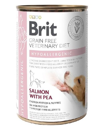 BRIT Veterinary Diet Hypoallergenic Salmon&Pea nedves kutyaeledel 400g