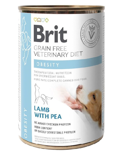 BRIT Veterinary Diet Obesity Lamb&Pea nedves kutyaeledel 400g
