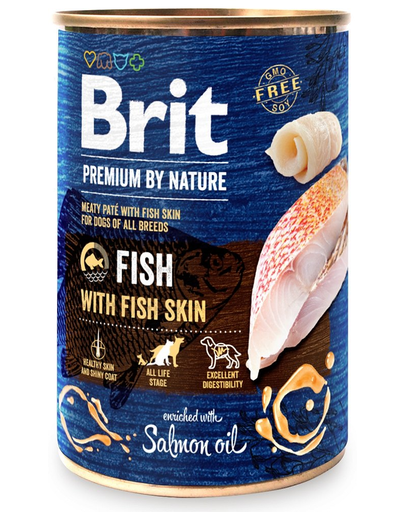 BRIT Premium by Nature Fish and Fish skin 12 x 400 g hal és halbőr nedves kutyaeledel