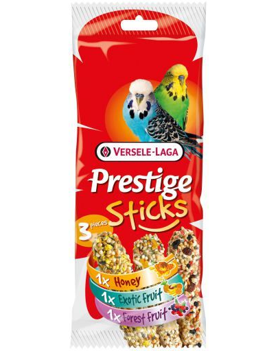 VERSELE-LAGA Prestige Sticks Budgies Triple Variety Pack 90 g - 3 rudacska keverék papagájoknak