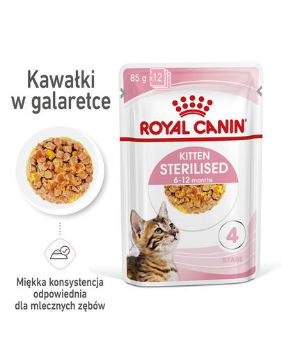 ROYAL CANIN Kitten Sterilised Cica sterilizált zselében 48 x 85 g