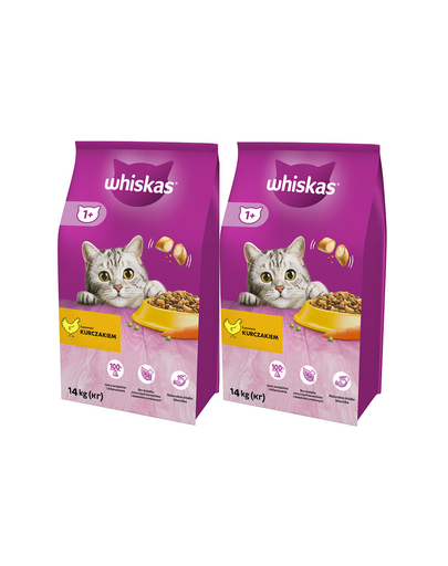 WHISKAS Adult Felnőtt csirkével és zöldségekkel 2x14kg